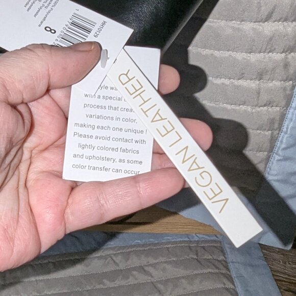 New House of Harlow 1960 Black Vegan Leather Spaghetti Strap Top Size 8 - Picture 6 of 8